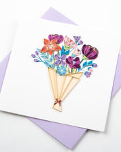 Load image into Gallery viewer, Quilled Playful Flower Bouquet Greeting Card