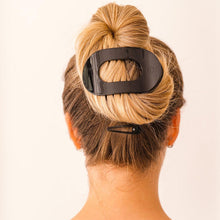 Load image into Gallery viewer, Jet Black Large Flat Round Hair Clip