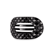 Load image into Gallery viewer, Jet Black Quilted Medium Flat Round Hair Clip