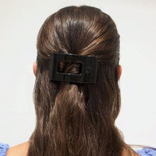 Load image into Gallery viewer, Jet Black Small Flat Rectangle Hair Clip