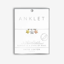 Load image into Gallery viewer, Anklet - Three Tone Stars  10.2&quot; Adjustable Length
