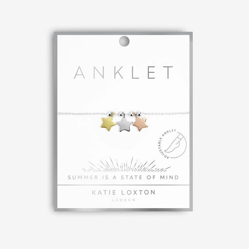 Anklet - Three Tone Stars  10.2