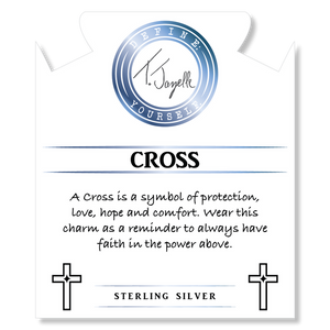 Larimar Stone Bracelet with Cross CZ Sterling Silver Charm
