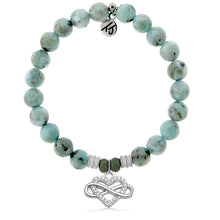 Load image into Gallery viewer, Larimar Gemstone Bracelet with Endless Love Sterling Silver Charm