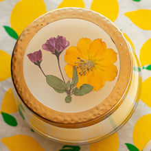 Load image into Gallery viewer, Rosy Rings - Lemon Blossom & Lychee Medium Pressed Floral Candle