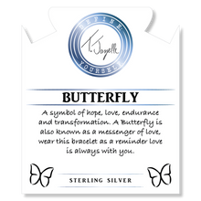 Load image into Gallery viewer, Lepidolite Quartz Gemstone Bracelet with Butterfly CZ Sterling Silver Charm