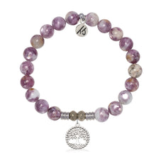 Load image into Gallery viewer, Lepidolite Quartz Gemstone Bracelet with Family Tree Sterling Silver Charm