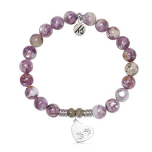 Load image into Gallery viewer, Lepidolite Quartz Gemstone Bracelet with Paws of Love Sterling Silver Charm