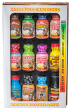 Load image into Gallery viewer, Hot Sauce Challenge Book of Pleasure &amp; Pain - 12 Bottles Gift Set
