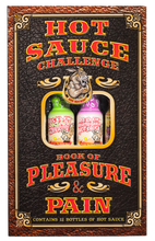 Load image into Gallery viewer, Hot Sauce Challenge Book of Pleasure &amp; Pain - 12 Bottles Gift Set
