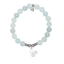 Load image into Gallery viewer, Paws of Love Charm with Blue Aquamarine Jade Gemstone Bracelet
