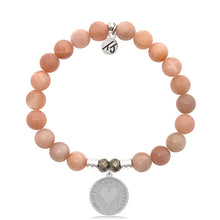 Load image into Gallery viewer, Peach Moonstone Stone Bracelet with Always in My Heart Sterling Silver Charm