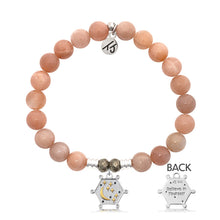 Load image into Gallery viewer, Peach Moonstone Stone Bracelet with Believe in Yourself Sterling Silver Charm
