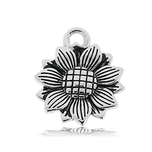 Load image into Gallery viewer, Peach Moonstone Stone Bracelet with Sunflower Sterling Silver Charm