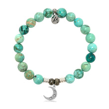 Load image into Gallery viewer, Peruvian Turquoise Gemstone Bracelet with Friendship Stars Sterling Silver Charm