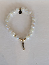 Load image into Gallery viewer, Gold Collection - Moonstone Gemstone Bracelet with Intentions Gold Charm