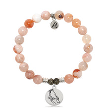 Load image into Gallery viewer, Sakura Agate Gemstone Bracelet with Cardinal Sterling Silver Charm