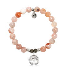 Load image into Gallery viewer, Sakura Agate Gemstone Bracelet with Family Tree Sterling Silver Charm
