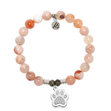 Load image into Gallery viewer, Sakura Agate Gemstone Bracelet with Paw CZ Sterling Silver Charm
