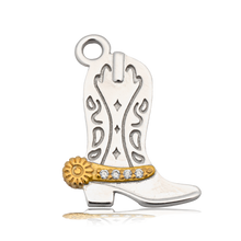 Load image into Gallery viewer, Denim Blue Agate Gemstone Bracelet with Cowboy Boot Sterling Silver Charm