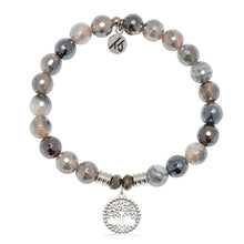 Load image into Gallery viewer, Storm Agate Gemstone Bracelet with Family Tree Sterling Silver Charm