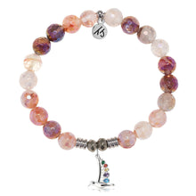 Load image into Gallery viewer, Strawberry Quartz Gemstone Bracelet with Hummingbird Sterling Silver Charm
