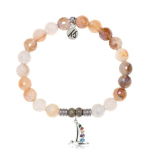 Load image into Gallery viewer, Sunset Quartz Gemstone Bracelet with Hummingbird Sterling Silver Charm
