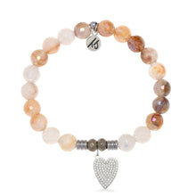 Load image into Gallery viewer, Sunset Quartz Gemstone Bracelet with You are Loved Sterling Silver Charm