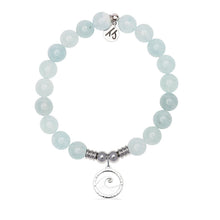 Load image into Gallery viewer, Waves of Strength Charm with Blue Aquamarine Jade Gemstone Bracelet
