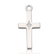 Load image into Gallery viewer, White Natural Agate Gemstone Bracelet with Cross CZ Sterling Silver Charm
