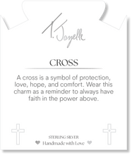 Load image into Gallery viewer, White Natural Agate Gemstone Bracelet with Cross CZ Sterling Silver Charm