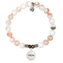 Load image into Gallery viewer, White Natural Agate Gemstone Bracelet with Endless Love Mom Sterling Silver Charm