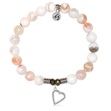 Load image into Gallery viewer, White Natural Agate Gemstone Bracelet with Everlasting Love Sterling Silver Charm
