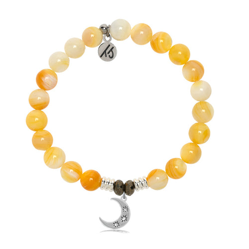 Yellow Shell Stone Bracelet with Friendship Stars Sterling Silver Charm