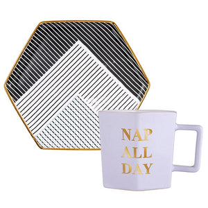 Nap All Day - Hexagon Mug & Saucer Set