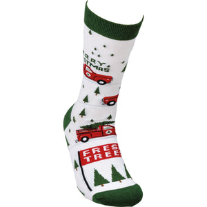 Socks - Truck & Tree - Merry Christmas
