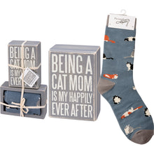 Load image into Gallery viewer, Box Sign & Sock Set - Cat Mom