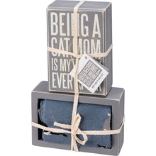 Load image into Gallery viewer, Box Sign & Sock Set - Cat Mom