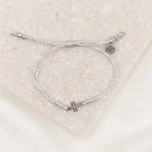 Load image into Gallery viewer, Filled by Faith Open Cross Bracelet Silver