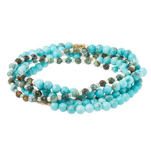 Stone Wrap - Turquoise & African Turquoise/Gold & Silver - Stone Duo Wrap Bracelet/Necklace and Pin