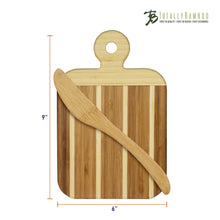 Load image into Gallery viewer, Striped Paddle Serving and Cutting Board and Spreader Knife Gift Set