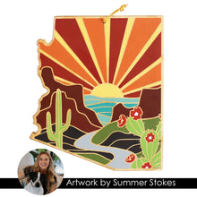Load image into Gallery viewer, Arizona State Shaped Serving and Cutting Board with Artwork by Summer Stokes