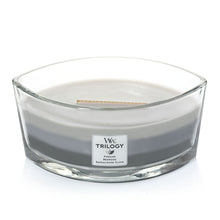 Load image into Gallery viewer, Warm Woods Trilogy Ellipse WoodWick Candle