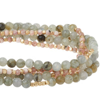 Load image into Gallery viewer, Stone Wrap - Rhodochrosite &amp; Labradorite/Gold - Stone Duo Wrap Bracelet/Necklace and Pin
