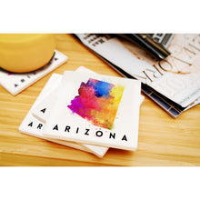 Load image into Gallery viewer, Ceramic Coaster - Arizona, State Abstract Watercolor
