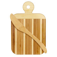 Load image into Gallery viewer, Striped Paddle Serving and Cutting Board and Spreader Knife Gift Set