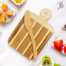 Load image into Gallery viewer, Striped Paddle Serving and Cutting Board and Spreader Knife Gift Set
