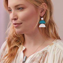Load image into Gallery viewer, Stone Half Moon Earring - Turquoise/Silver