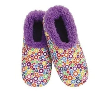 Women's Neon Dots Snoozies - Foot Coverings - Purple