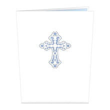 Load image into Gallery viewer, Blue Floral Cross Lovepop card